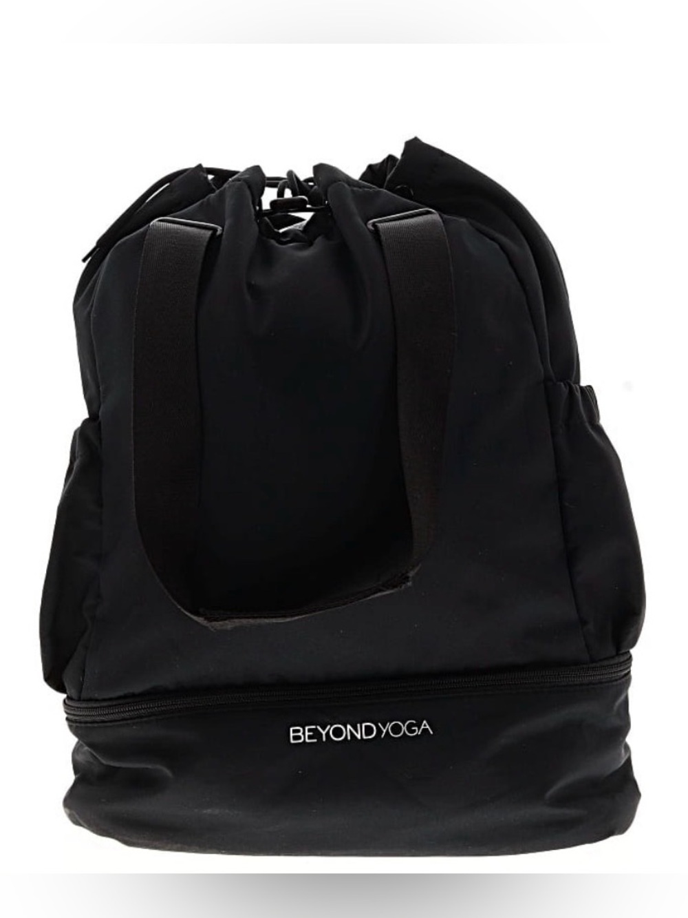 Beyond Yoga Black Drawstring Tote with Front Zip Compartment